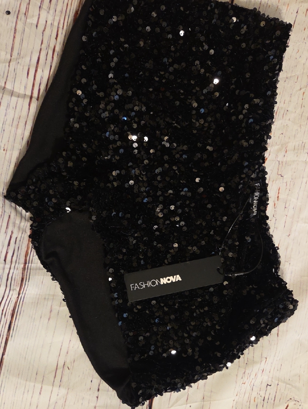 Fashion Nova Black Sequin It Girl Micro Shorts